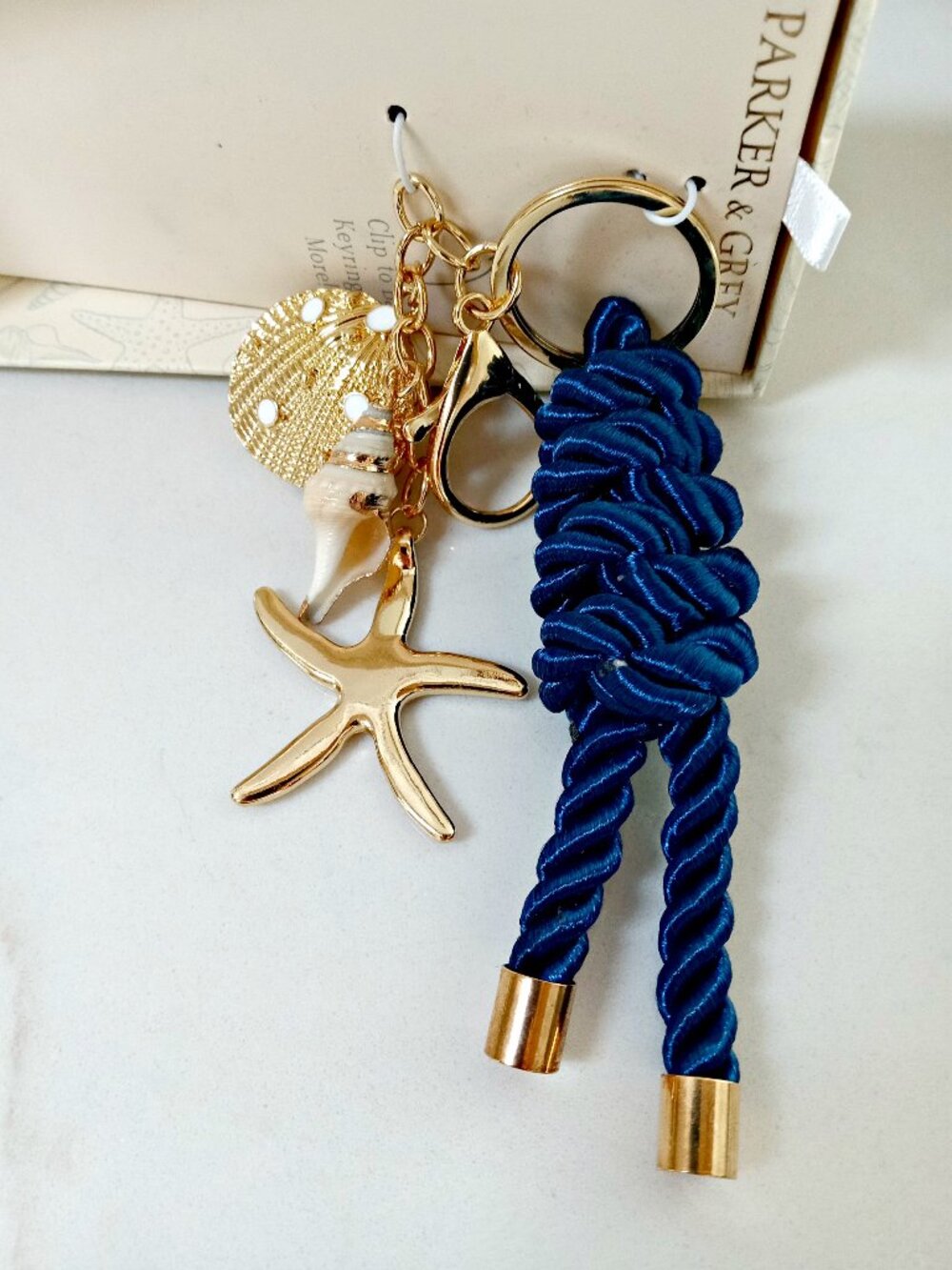 NEW! NAUTICAL SHELLS STARFISH BAG CHARM KEY CHAIN